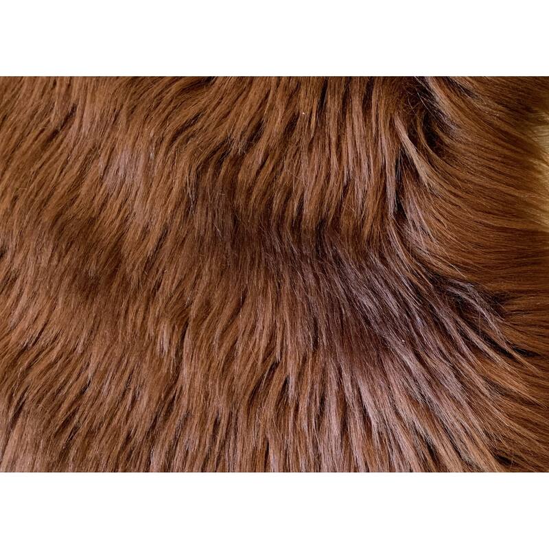Ovella Home Premium Luxurious Faux Sheepskin 2-Pelt Plush Shag Accent Rug - 3' x 4' - 3' x 4' - Brown