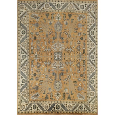 Orange Rust Heriz Serapi Indian Area Rug Handmade Wool Carpet - 7'10" x 10'0"