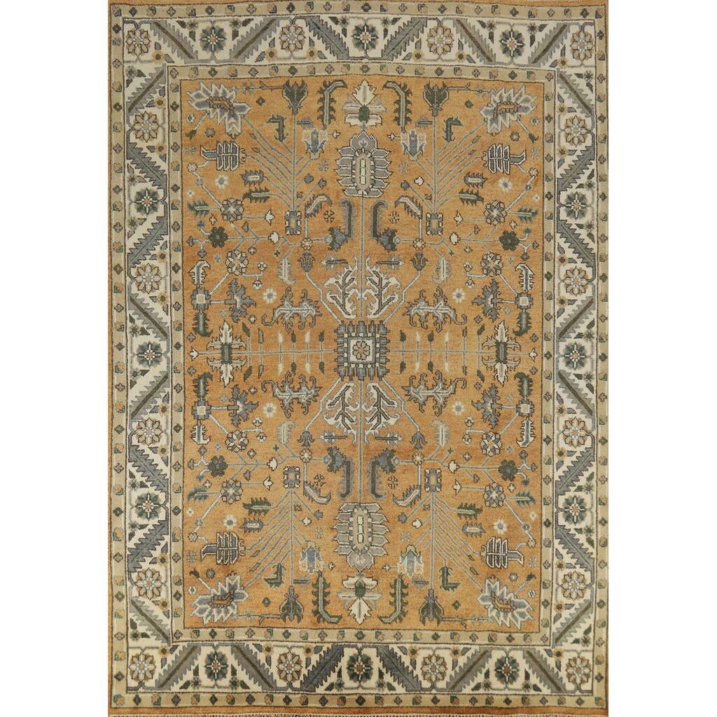 Orange Rust Heriz Serapi Indian Area Rug Handmade Wool Carpet - 7'10" x 10'0"