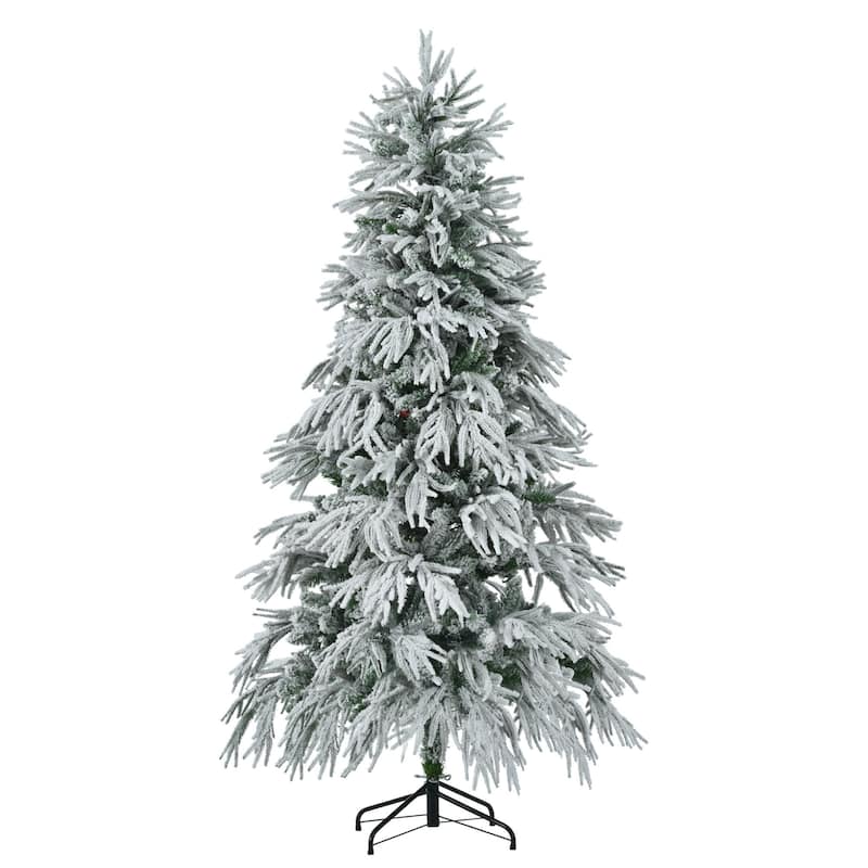 HomeRoots 6' Pre Lit Extra Full Frosted Pine Christmas Tree - White - 44.10 in. x 72.00 in. x 44.10 in.
