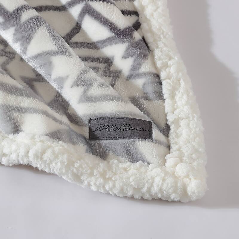 Eddie Bauer Clyde Hill Stripe Ultra Soft Plush Sherpa Throw Blanket