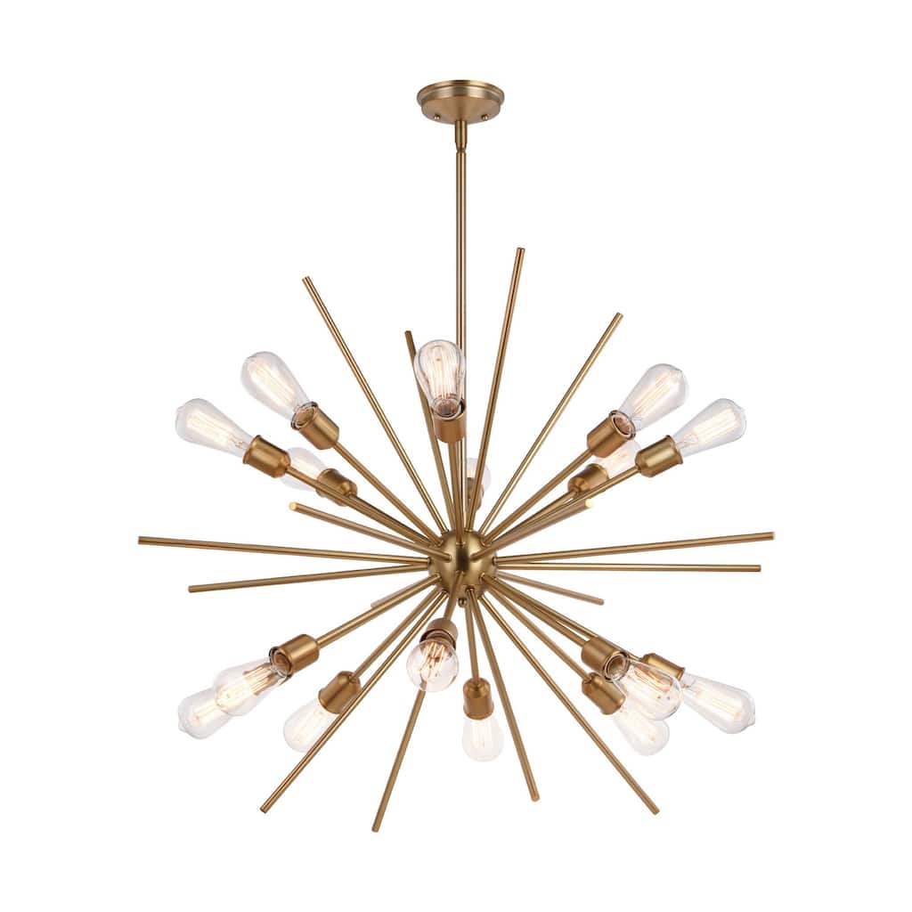 Sputnik Chandelier 16 Light Brass Pendant Light Mid Century Modern Ceiling Light 36 Inch