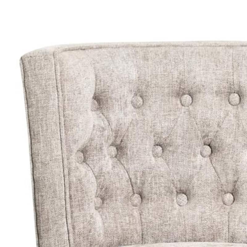 Cly Dining Side Chair Set of 2, Light Gray Fabric, Brown Solid Wood