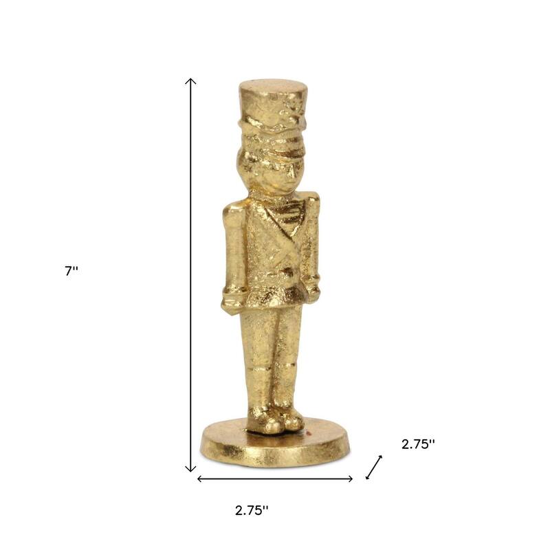 HomeRoots 7" Gold Cast Iron Christmas Nutcracker Figurine - 2.75 in. x 7.00 in. x 2.75 in.