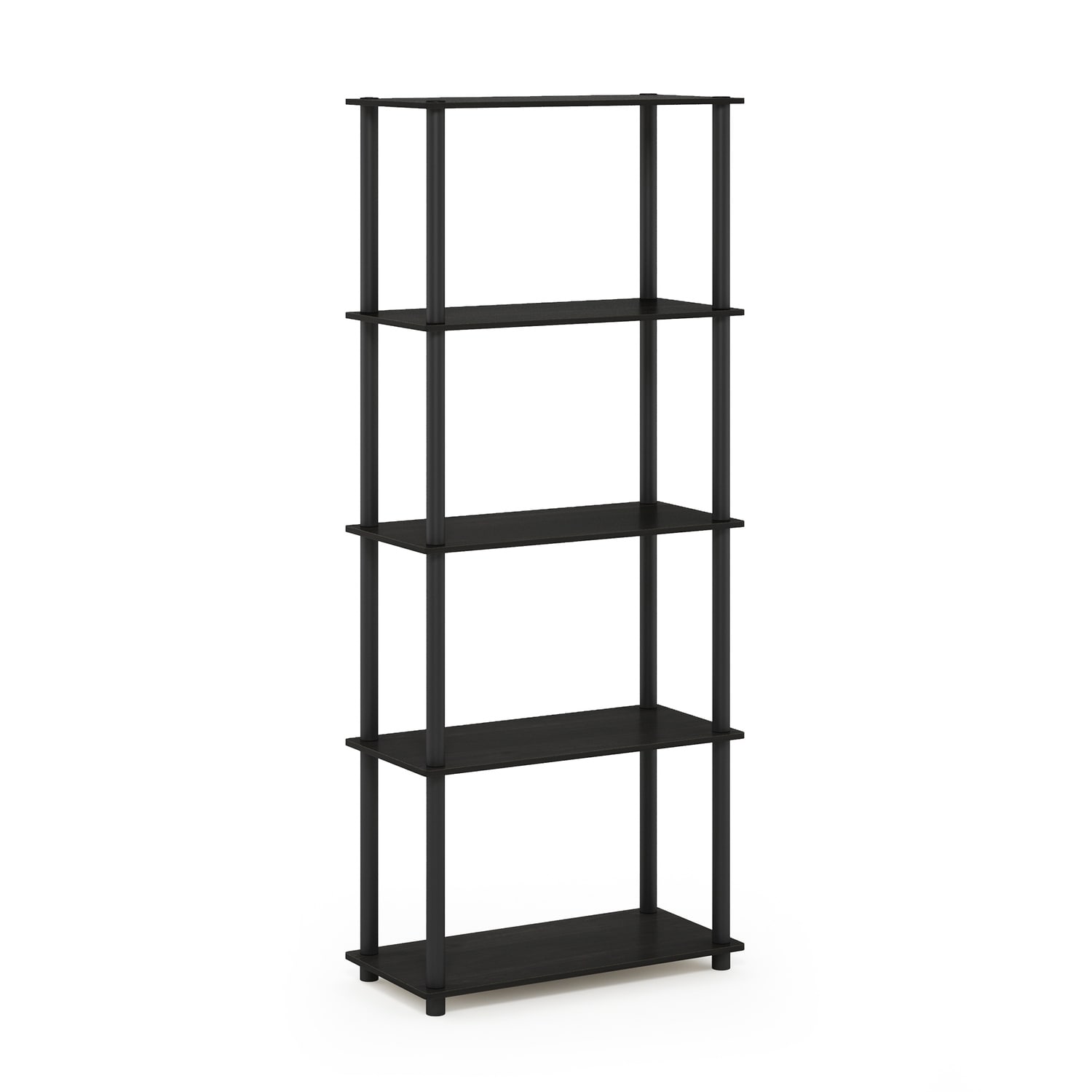 5 Tiers Wood Household Shelving Unit in Espresso/Black (23.6 in. W x 57.4 in. H x 11.6 in. D) - 23.6