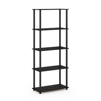 5 Tiers Wood Household Shelving Unit in Espresso/Black (23.6 in. W x 57.4 in. H x 11.6 in. D) - 23.6
