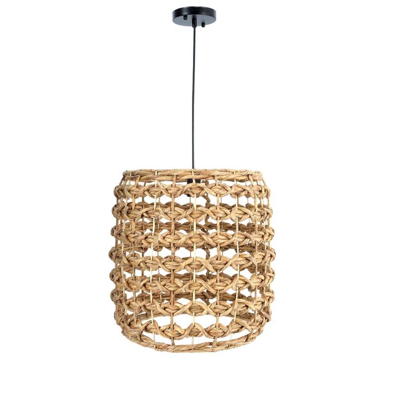 Glow Round Chandelier with Braided Shade, Brown