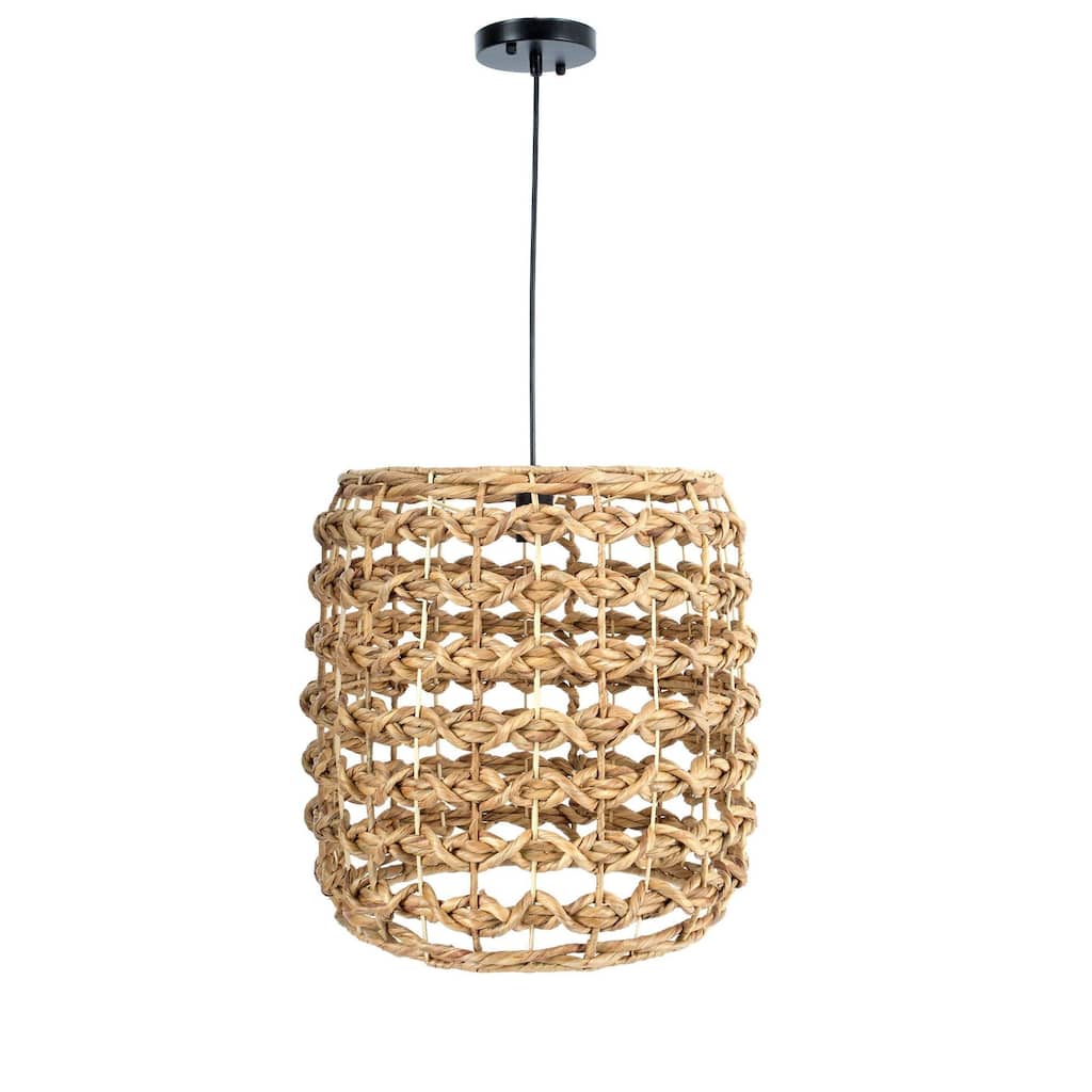 Glow Round Chandelier with Braided Shade, Brown