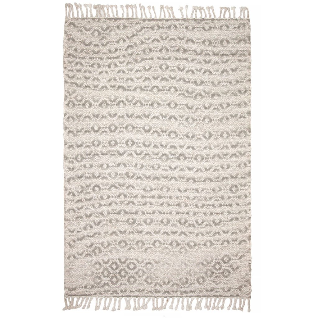 ECARPETGALLERY Braid weave Sienna Grey Wool Rug - 6'4 x 9'5