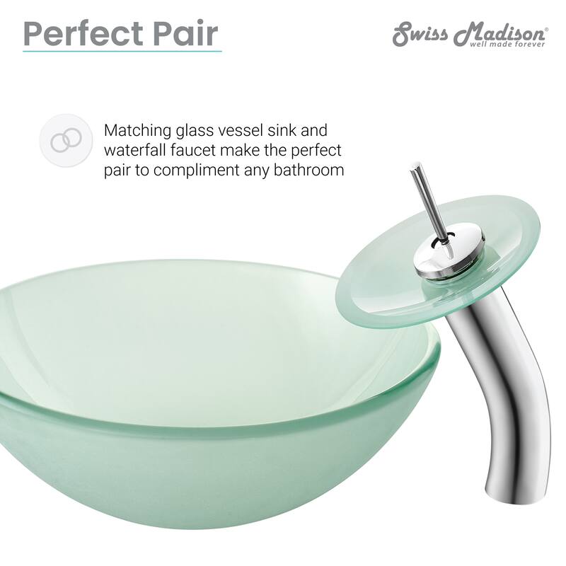 Vincennes 16.5 Color Glass Vessel Sink With Faucet, Frost - 28" x 24" 9"