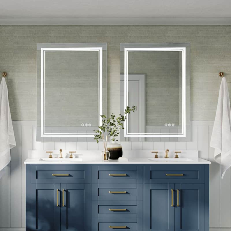 Rectangular Anti-Fog Color Changing Dimmable Bathroom LED Mirror