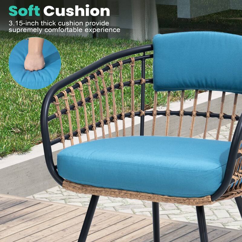 9PC Outdoor Patio Aluminum X-Frame Dining Set Table with Rattan Chairs Umbrella Hole