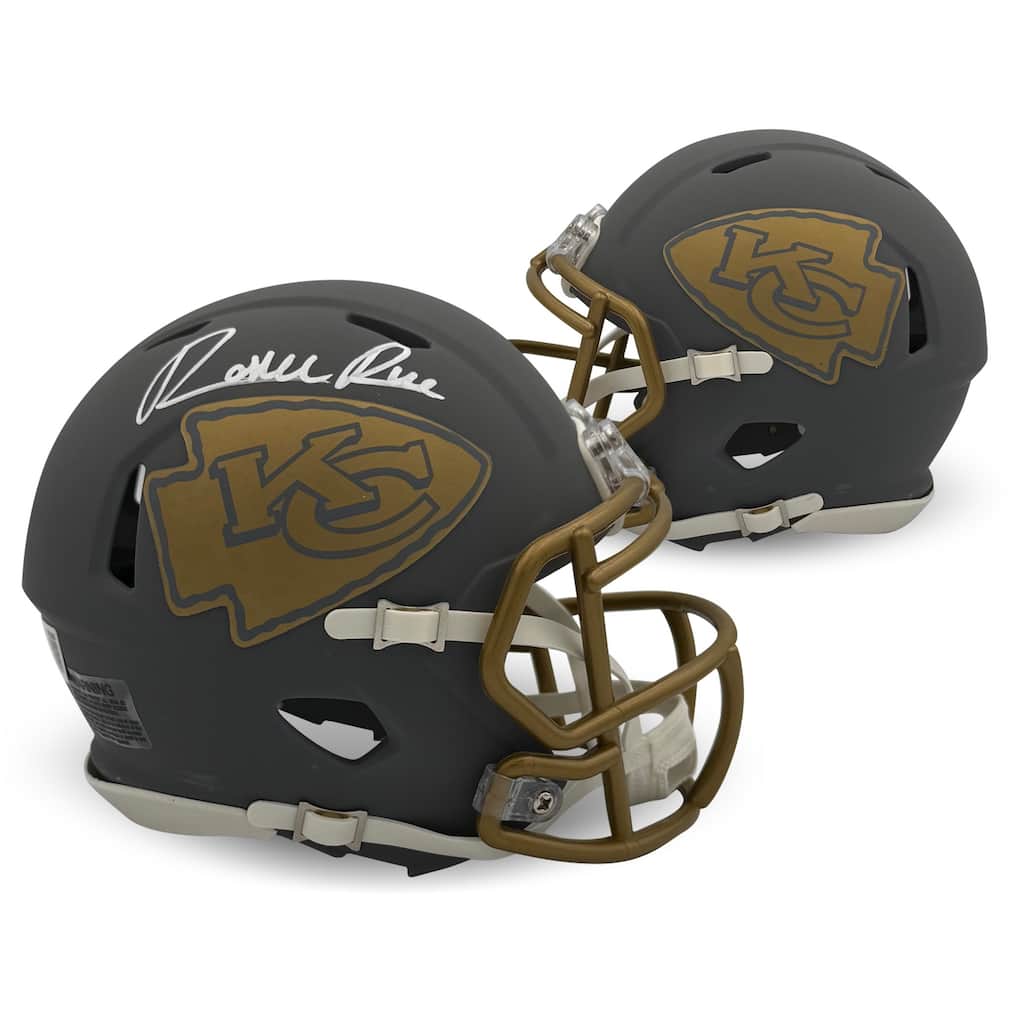 Rashee Rice Autographed Kansas City Chiefs Signed Slate Football Mini Helmet Beckett COA - 8' x 11'