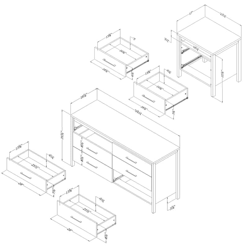 South Shore Gravity Double Dresser and Nightstand Set