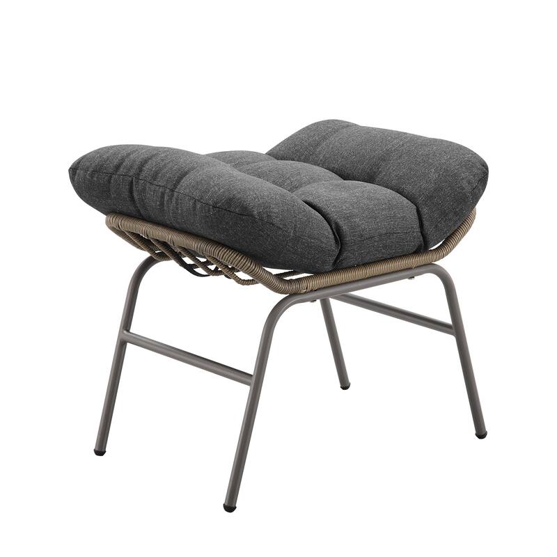 Corvus Hailar Outdoor Wicker Rocking Chair with Ottoman