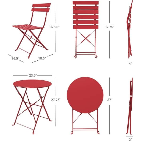 Outsunny Ensemble de Jardin Bistro 3 pièces 2 chaises Pliantes et Table