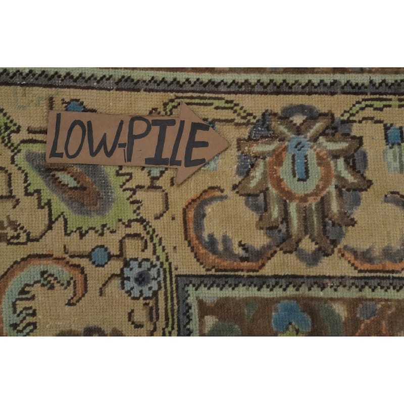 Hand Knotted Oriental 100% Wool Carpet Traditional Floral Greys & Charcoal Tabriz Area Rug - 12' 7'' X 9' 6''