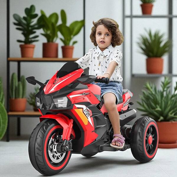 slide 2 of 36, Electric Ride-On Motorcycle for Kids 3-6 Years Old, 12V, USB, MP3, LED Lights & Shock Absorbers Red