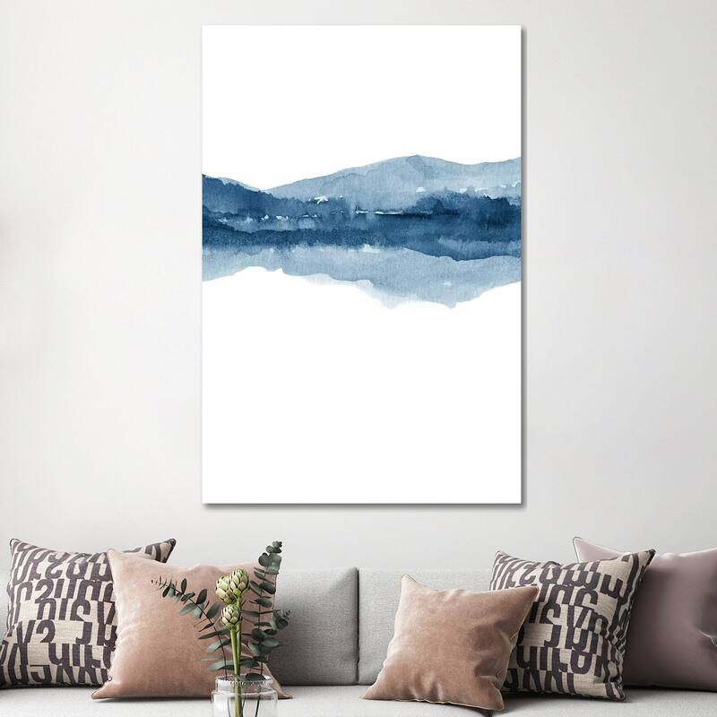 iCanvas "Watercolor Landscape X Navy Blue - 2/2" by Nouveau Prints Canvas Print