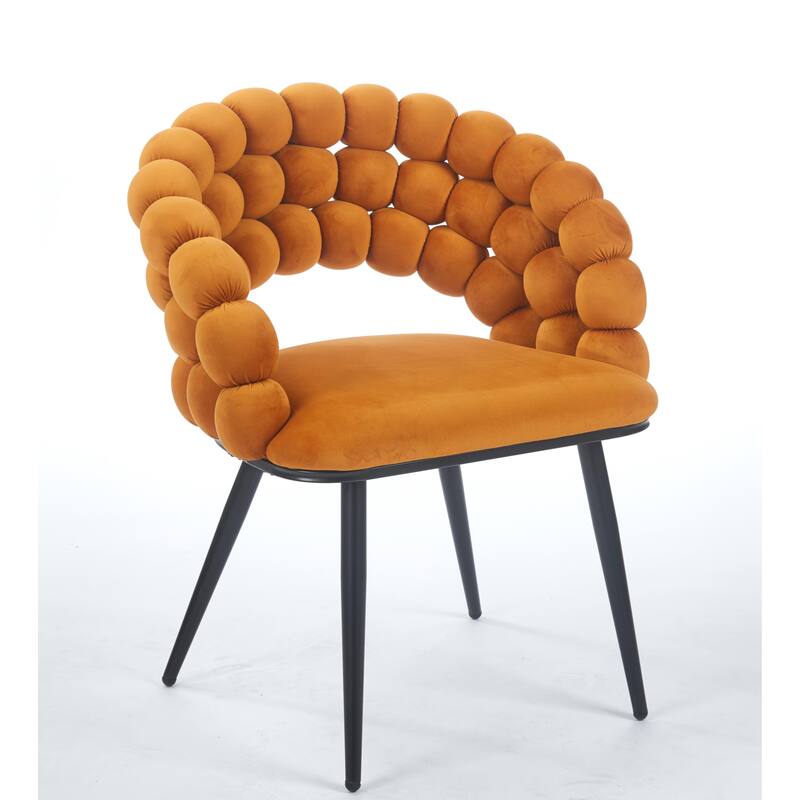 Fabric Modern Chairs (Set of 2) with Golden Iron Tube Legs, Soft Cushions, and Comfortable Backrest