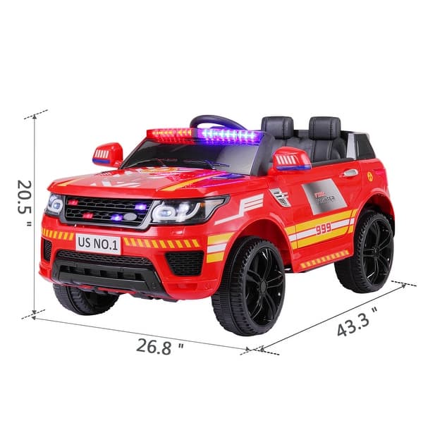 12V Kids Ride-On Police Car with Sirens, Flashing Lights, Remote Control, and Music, Electric Truck for 3-8 Years - Red
