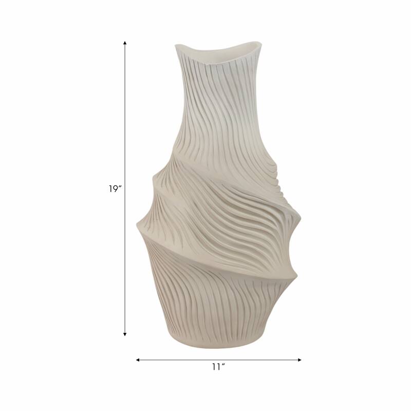 Resin Vase with Sculptural Textured Design and Curved Detailing