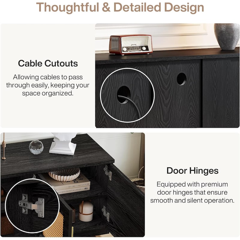 70.9 Inches Wood TV Stand, Entertainment Center with 6-Tier Shelf