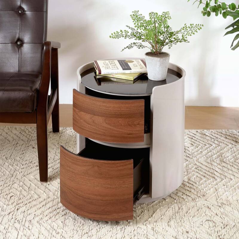 Retro Double Storage Round Side Table for Versatile Home Decor