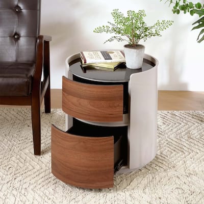 Storage Round Side Table for Home Decor