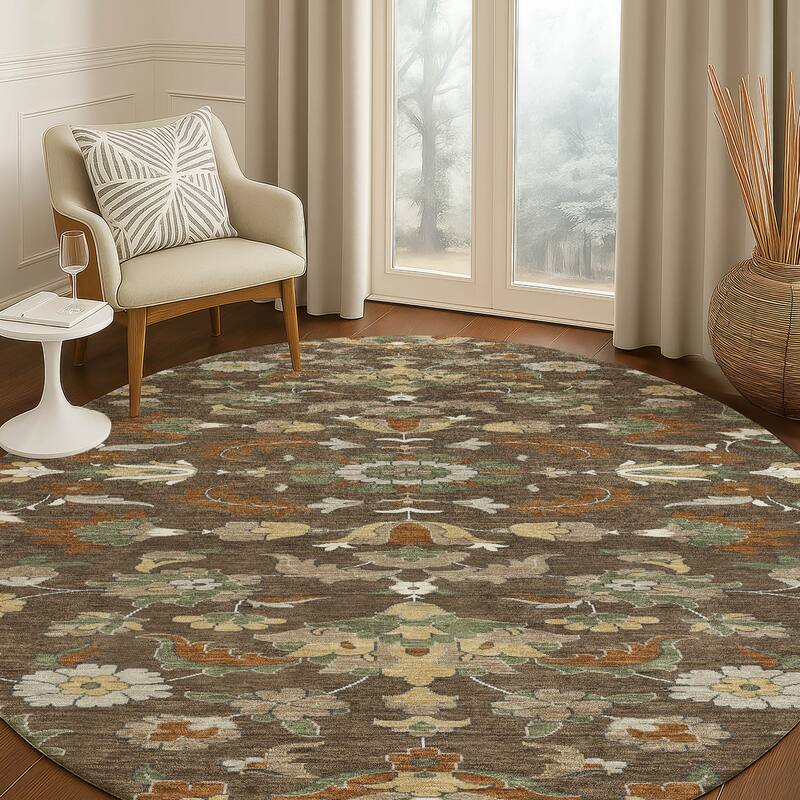 Machine Washable Indoor/ Outdoor Traditional Lanelle Chantille Rug