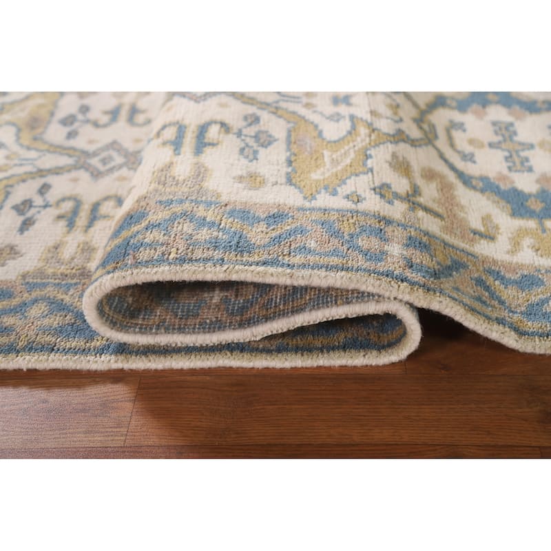 Ivory / Beige Oushak Oriental Runner Rug Handmade Wool Carpet - 2'7"x 7'11"