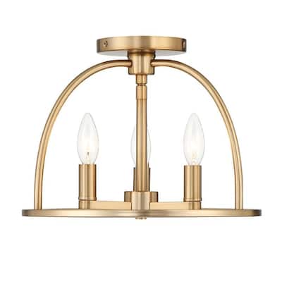 Abbott 3 Light Vibrant Gold Ceiling Mount - 13.75'' W x 10'' H - 13.75'' W x 10'' H