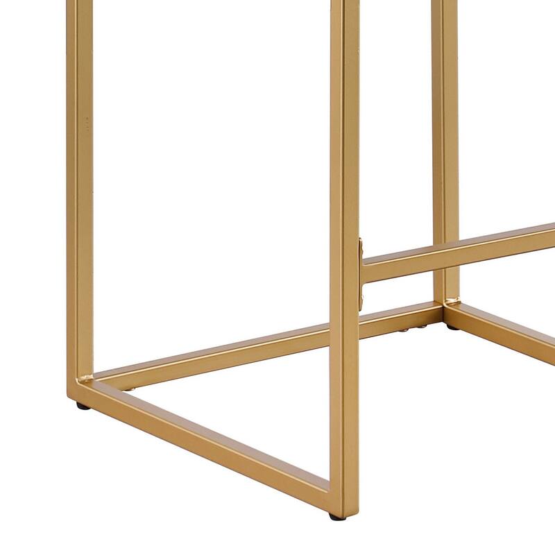 Dia 26 Inch Counter Stool Set of 2, White Velvet Foam Seat, Gold Metal Base