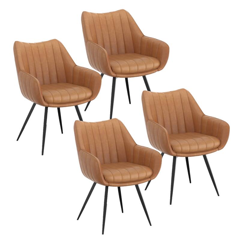 Modern Faux Leather & Metal Swivel Dining & Accent Chair