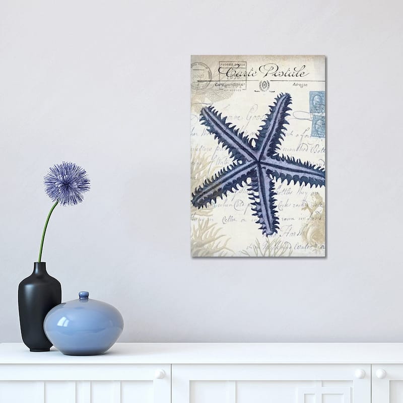 iCanvas "Seaside Postcard On Cream - Starfish" by Fab Funky Canvas Print - 18x12x1.5