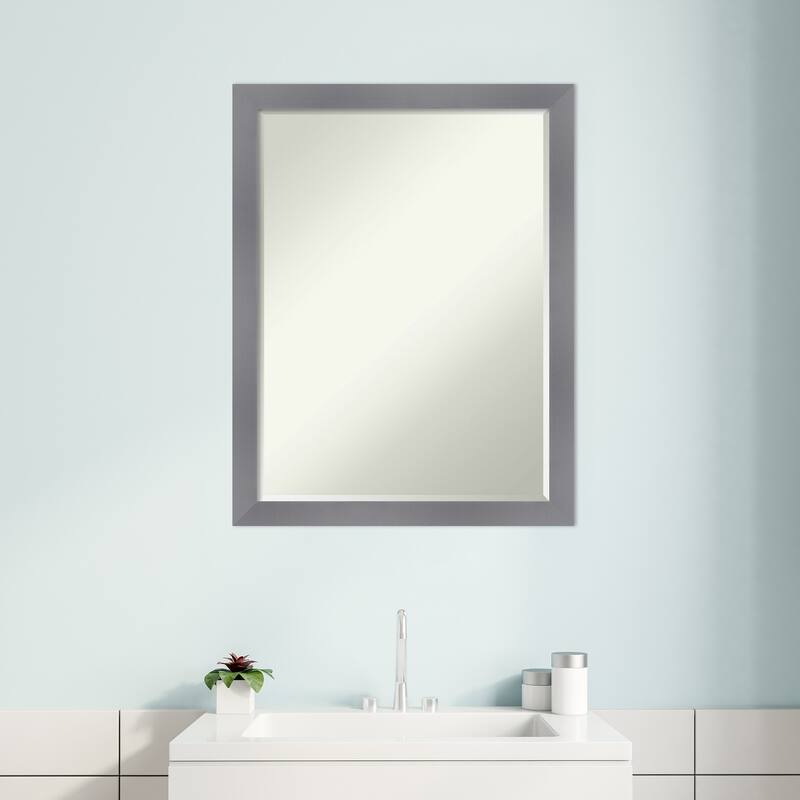 Edwin Half-Inch-Bevel Wood Framed Bathroom Vanity Wall Mirror - Glass Size 18x24