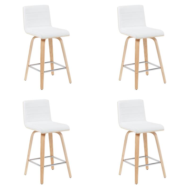 Skara Mid-Century Swivel Counter Stool, Upholstered Counter Height Chair with Bentwood Legs