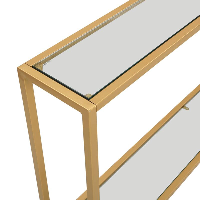 Rectangular Glass Console Table - 56" - Clear and Gold