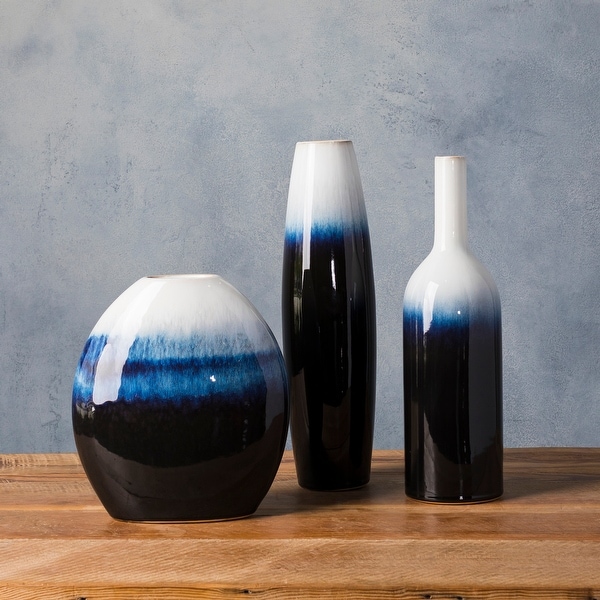 Alscher Blue Ceramic Modern Decorative Vase (Set of 3). Opens flyout.