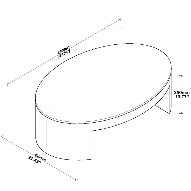 Oval Coffee Table Simple Center Table for Living Room, Walnut Side Table Sofa Table Accent Table Tea Table