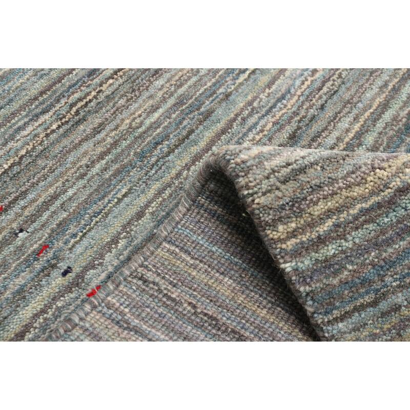 ECARPETGALLERY Hand Loomed Kashkuli Gabbeh Dark Grey Wool Rug - 4'0 x 5'8