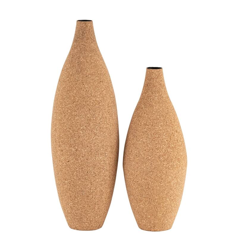 Large Bottle Shaped Cork Wrapped Flower Vase - 18.75" - Beige