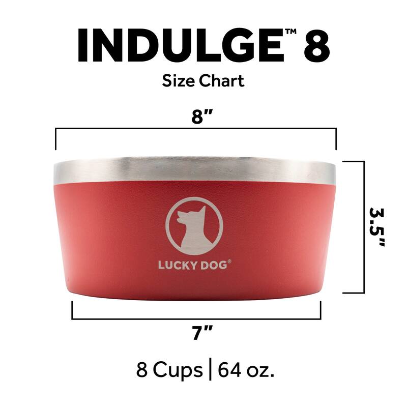 Lucky Dog INDULGE Double Wall Stainless Steel Dog Bowl Non Slip Lifetime Warranty