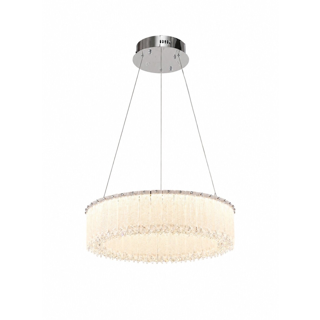 1-Light Chrome LED Chandelier With Clear Crystals