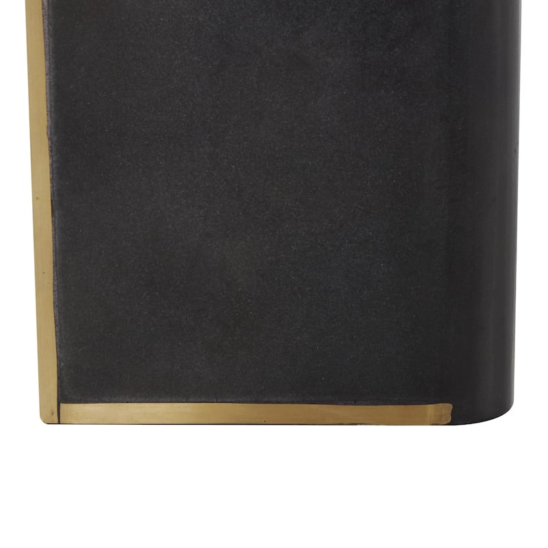 Marble Curved Rectangular Decorative Bookends with Gold Accents - Set of 2 Black - Roche River Decor