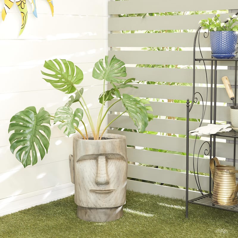 Magnesium Oxide Easter Island Head Indoor Outdoor Planter - Dark Gray or Brown - Roche River Decor