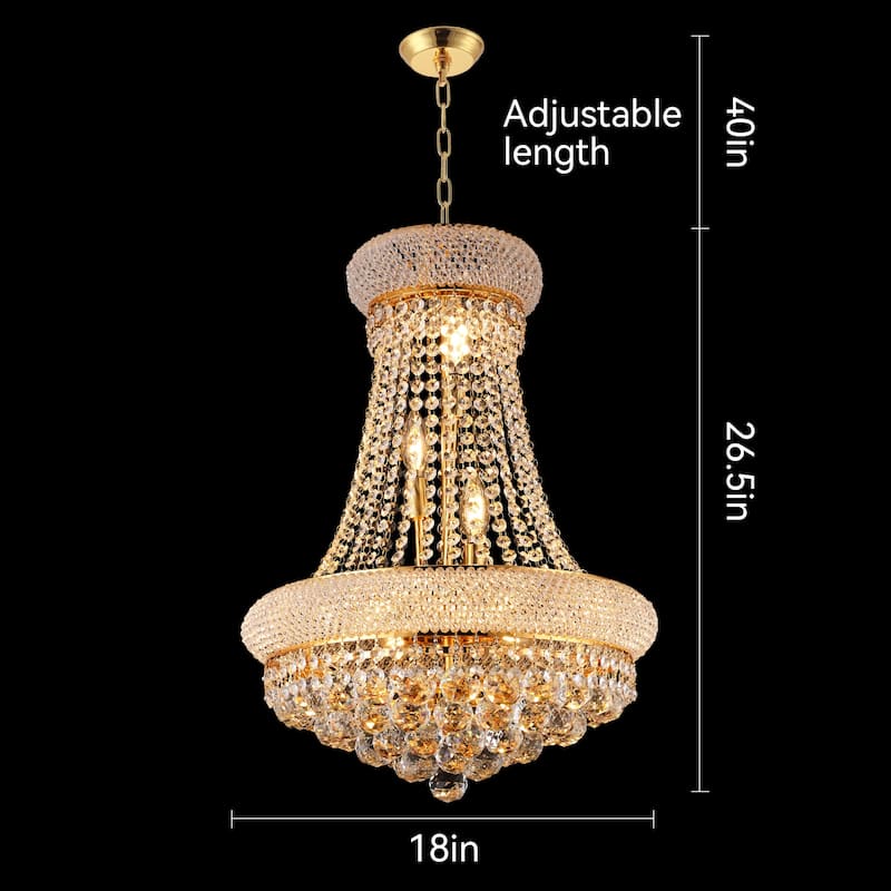 18-Inch Crystal Chandelier Lighting, for Dining Room Modern Luxury Bedroom, Crystal Chandelier Ceiling Light French Empire
