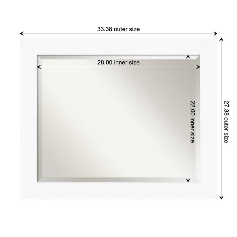 Beveled Wall Mirror - Cabinet White Frame - Cabinet White - 33.5 x 27.5-inch