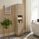 preview thumbnail 2 of 8, Render Tall Narrow Faux Travertine Linen Storage Cabinet