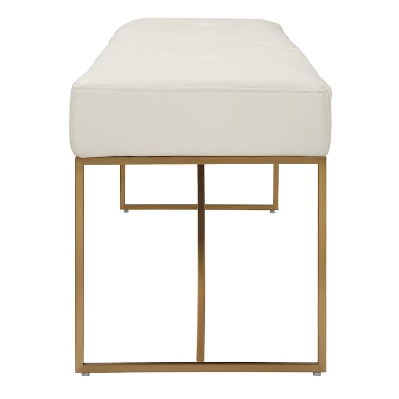 Uttermost Swale Ivory Leather Bench - 19'' H X 53'' W X 16'' D